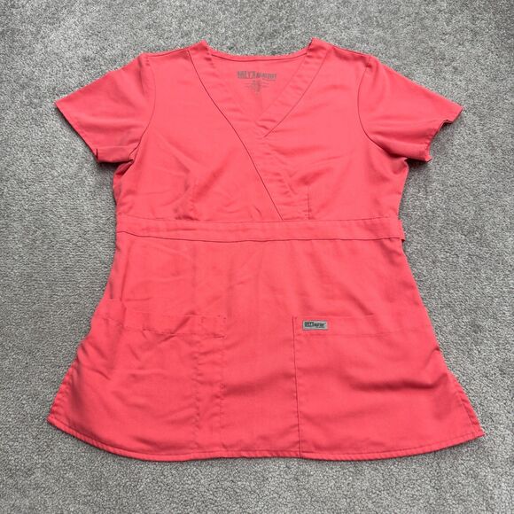 Grey's Anatomy By Barco Scrub Top Womens Small Pink V-Neck Medical Uniform Work - Picture 1 of 12